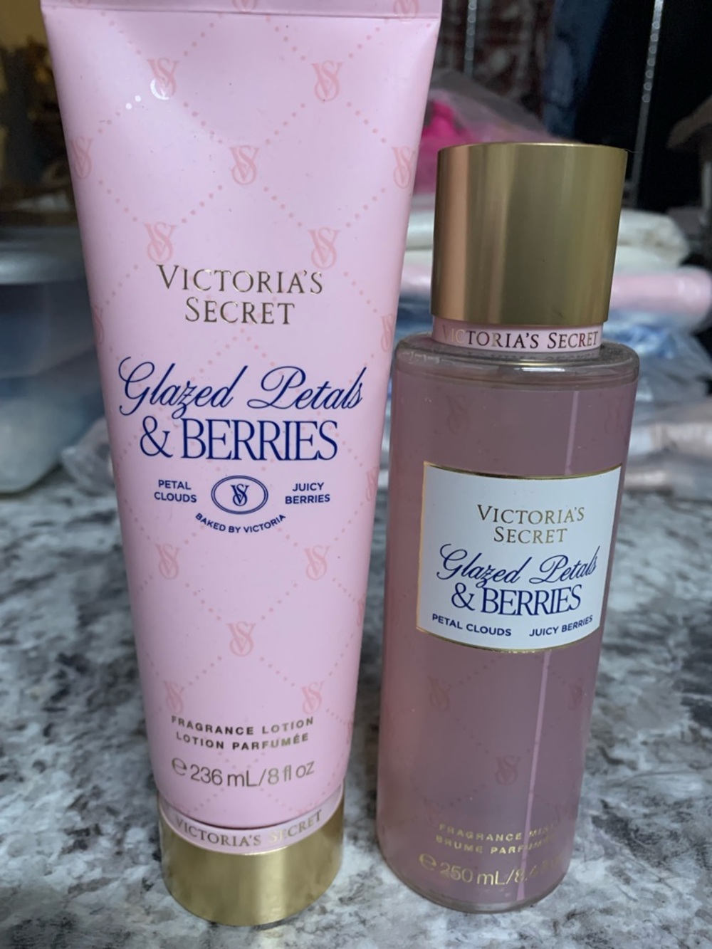 Victoria's Secret Glazed Petals & Berries Fragrance Lotion & Mist - FULL SIZE
